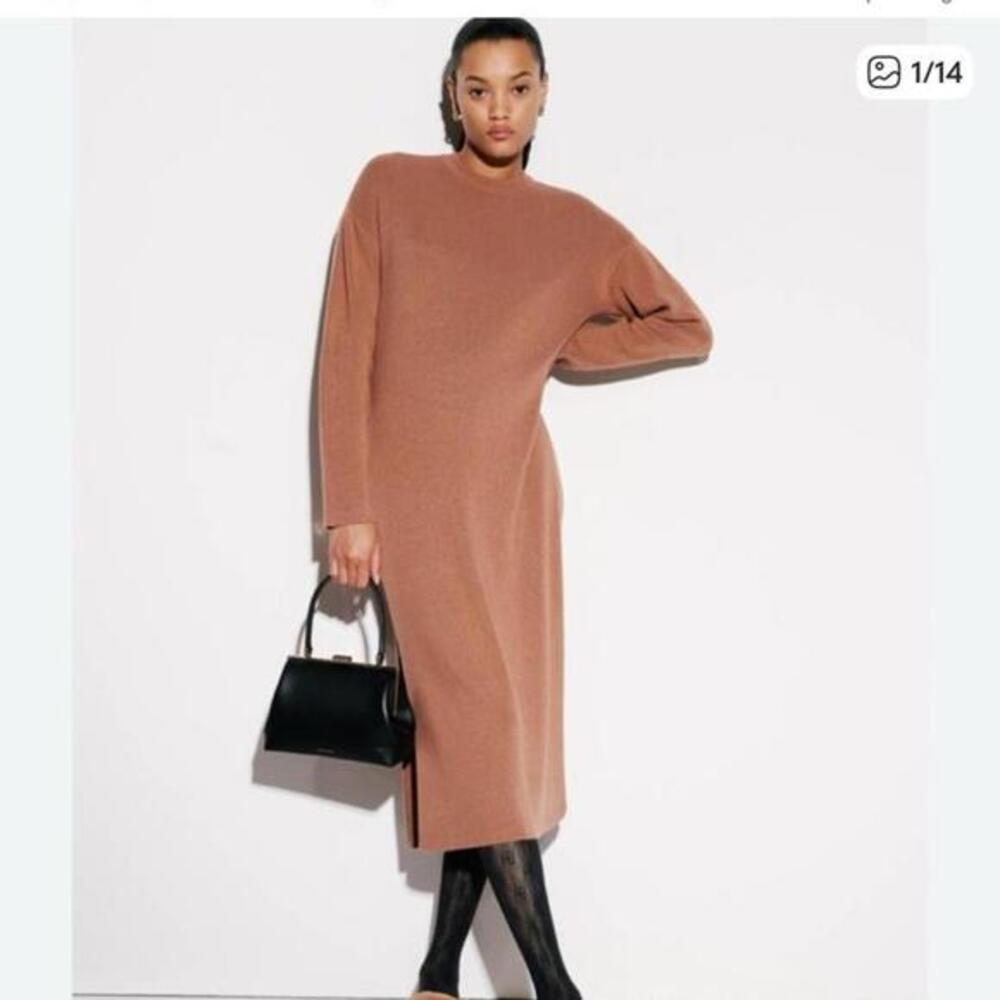 Anine Bing Brown Knit Winter Sweater Dress L